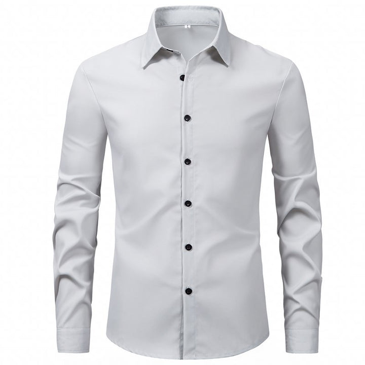 Herren elegantes Langarmhemd aus hochwertiger Baumwolle mit modernem Kragen Drune