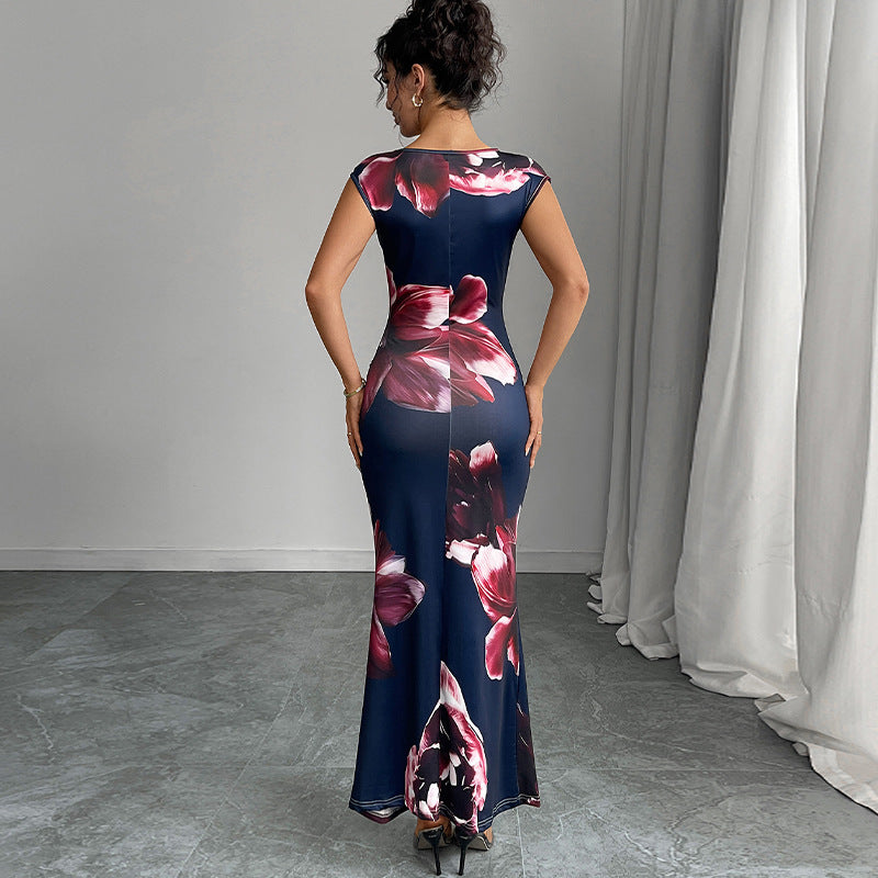 Damen Maxikleid mit floralem Design und figurformendem Schnitt Drune