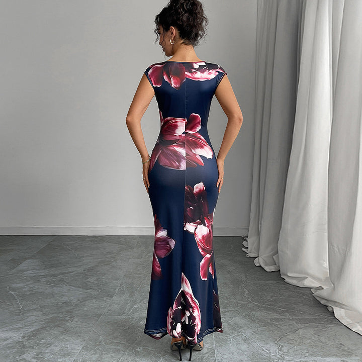 Damen Maxikleid mit floralem Design und figurformendem Schnitt Drune