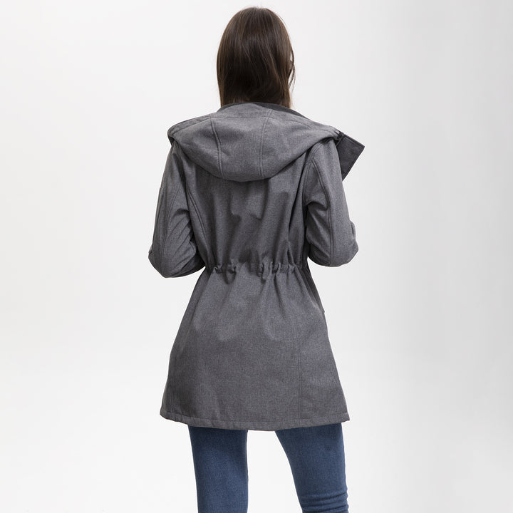 Damen nan funktionaler Softshell-Parka mit Teddyfleece-Futter, Kapuze und Taillenzug Drune