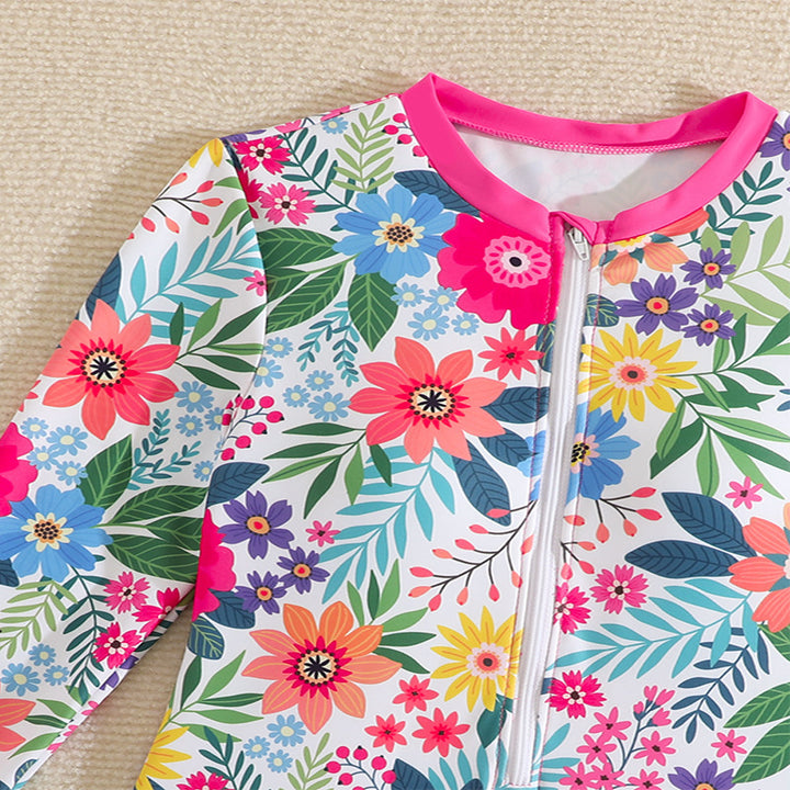 Damen Sonnenbadeanzug mit floralem Druck und Rüschendetails Drune