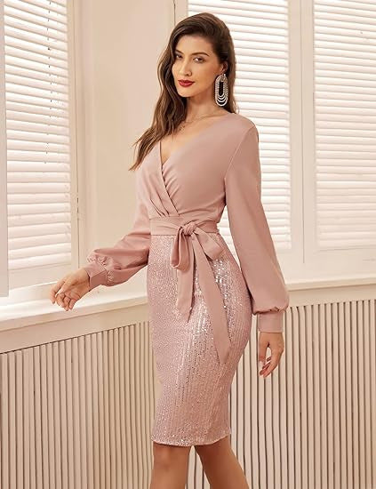Damen Wickelkleid mit glitzerndem Rock Drune