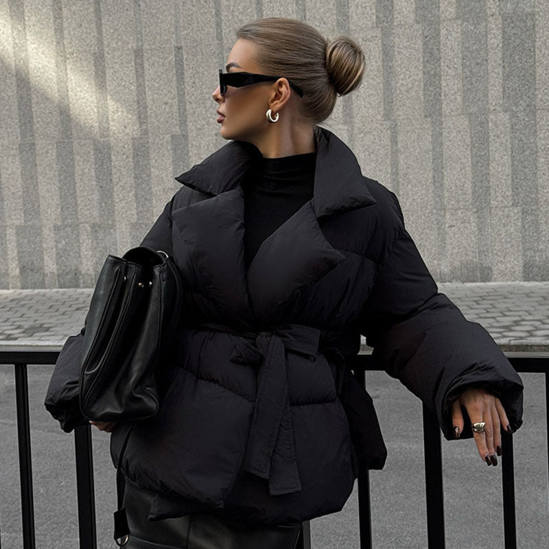 Damen Moderne Steppjacke mit Taillengürtel Drune