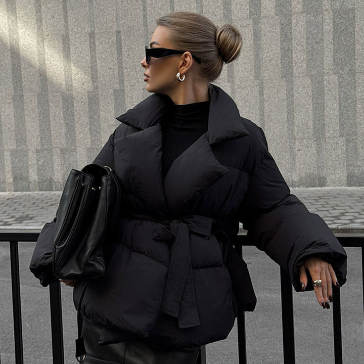 Damen Moderne Steppjacke mit Taillengürtel Drune