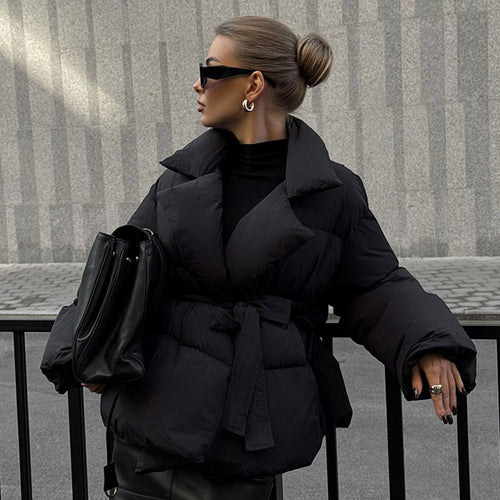 Damen Moderne Steppjacke mit Taillengürtel Drune