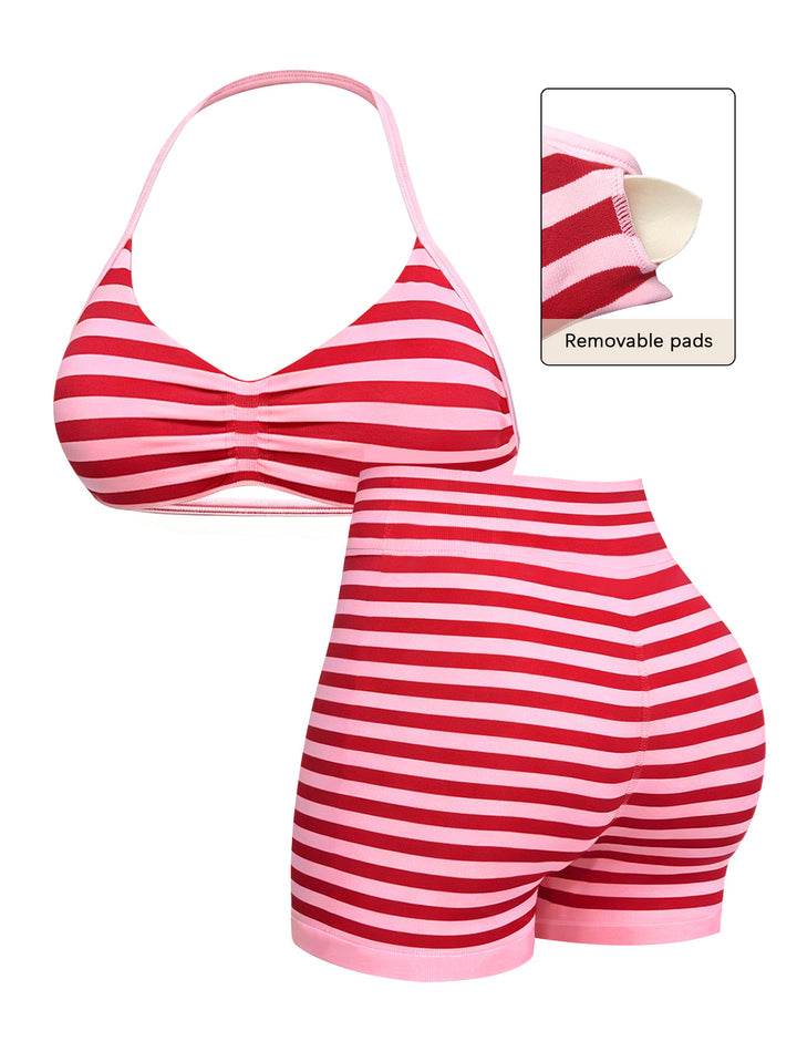 Damen Sportlicher Bikini mit gepolstertem Oberteil und hoher Taille Drune