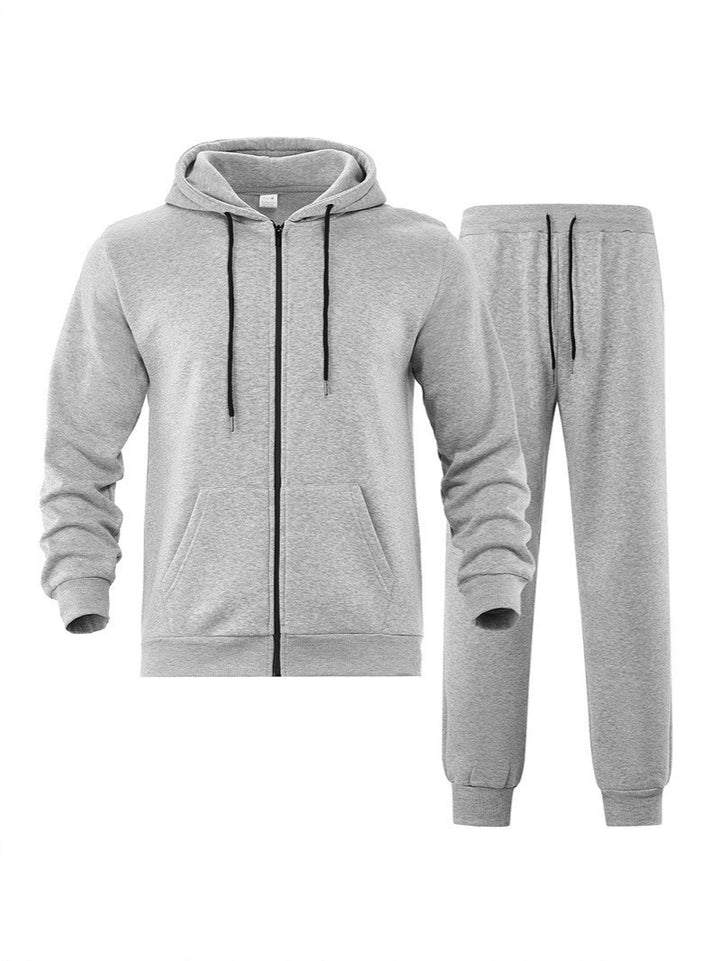 Herren nan zweiteiliges Jogginganzug-Set mit durchgehendem Reißverschluss Kapuzenjacke und taillierter Jogginghose Drune