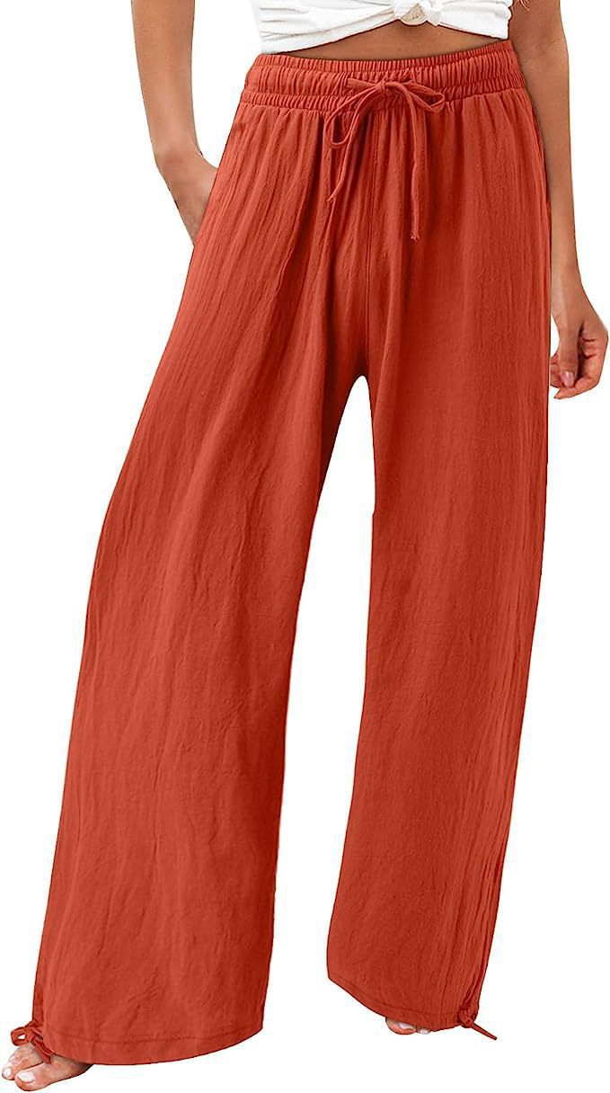 Damen Weite Sommerhose aus leichtem Material mit verstellbarem Bund Drune