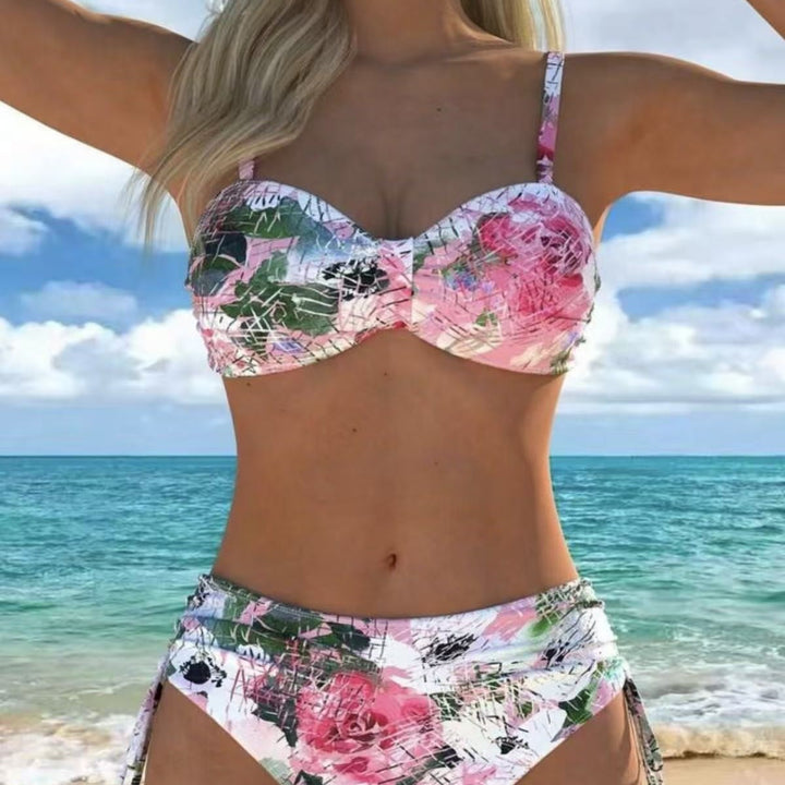 Damen Bikini-Set mit geschmeidigem Oberteil und hoch taillierter Hose Drune