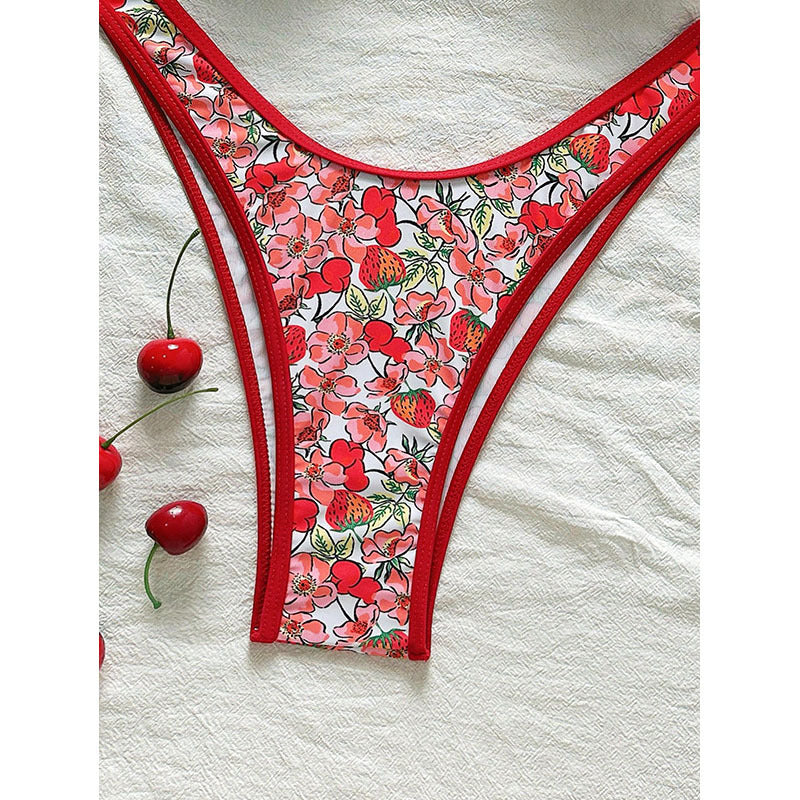 Damen Push-Up Bikini mit floralem Design und verstellbaren Trägern Drune