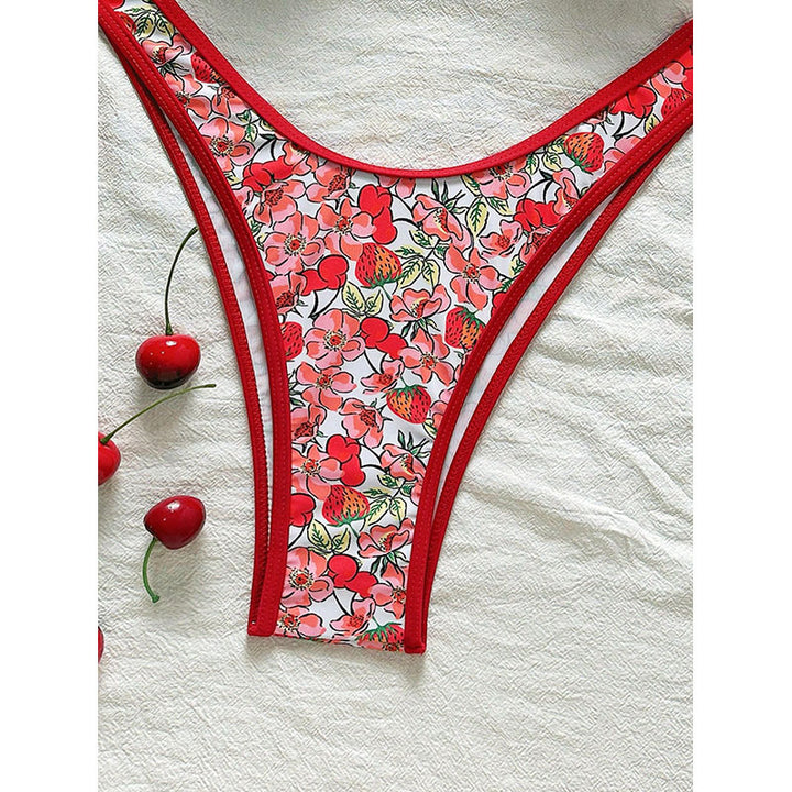 Damen Push-Up Bikini mit floralem Design und verstellbaren Trägern Drune