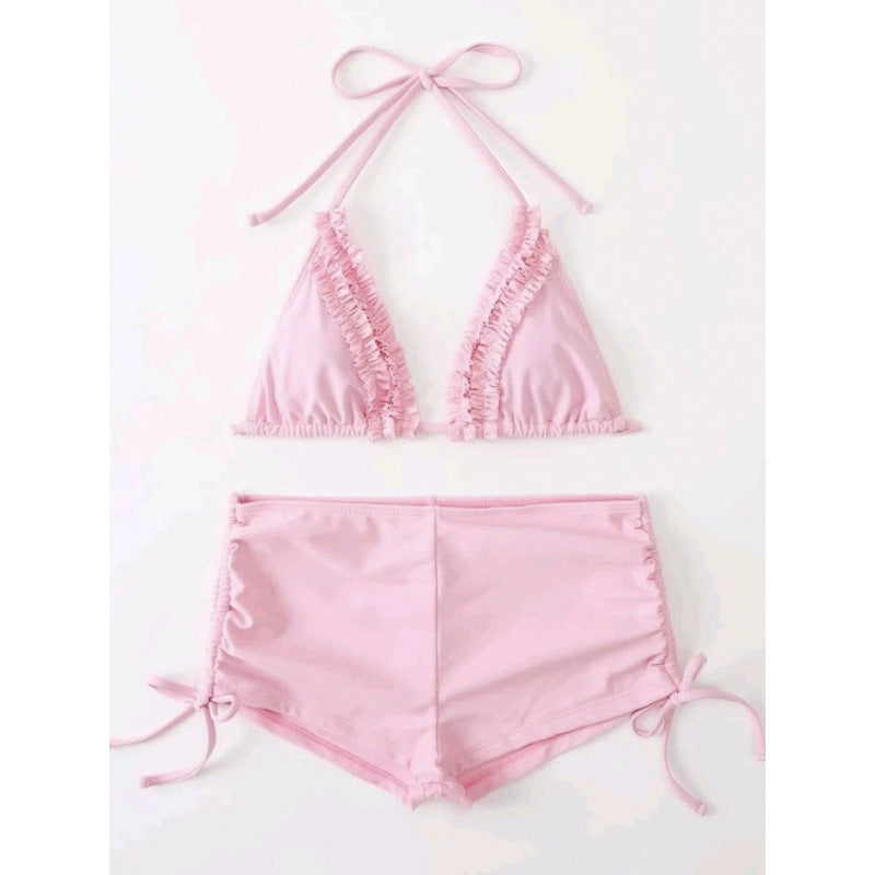 Damen Badeanzug-Set mit Rüschen und verstellbaren Bindebändern Drune
