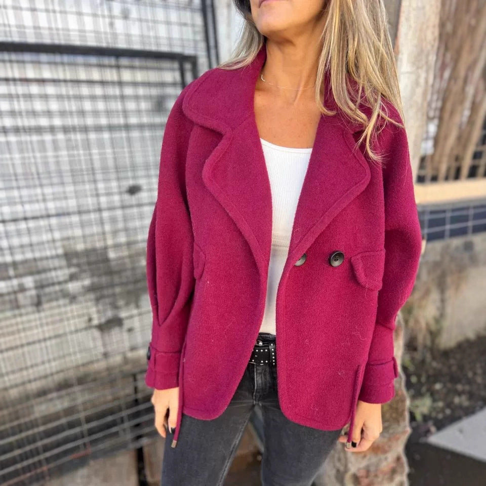 Damen Elegante Oversized Blazerjacke mit strukturiertem Stoff und praktischen Taschen Drune