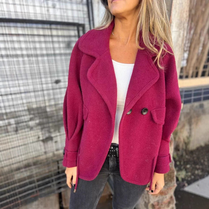Damen Elegante Oversized Blazerjacke mit strukturiertem Stoff und praktischen Taschen Drune