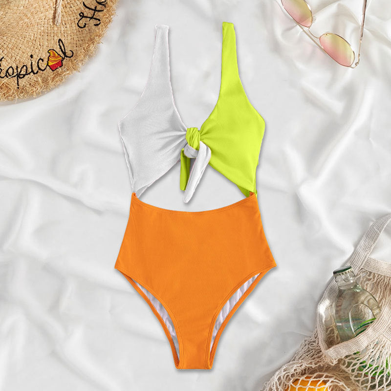 Damen Hochtaillierter Bikini mit verstellbaren Trägern und Knotendetail Drune