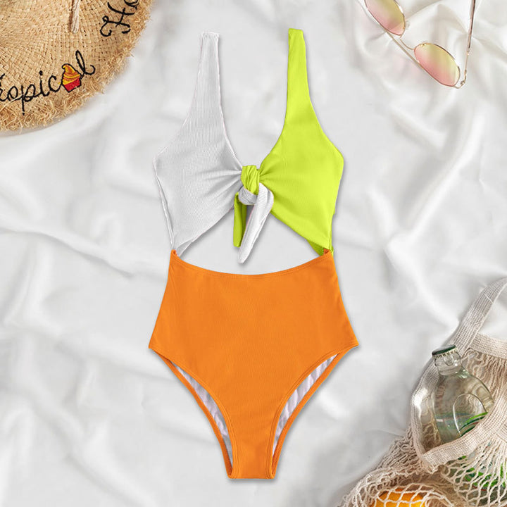 Damen Hochtaillierter Bikini mit verstellbaren Trägern und Knotendetail Drune