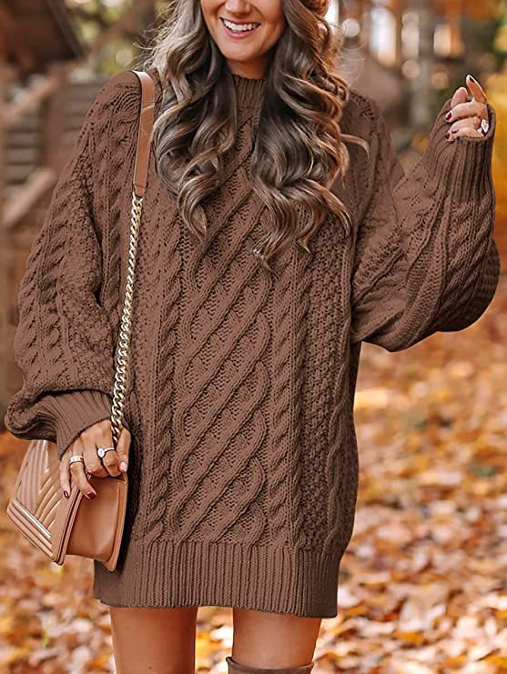 Damen grobstrick Pullover mit modernem Zopfmuster und oversized Schnitt Drune
