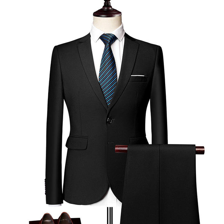 Herren nan Slim-Fit Einreiher-Anzugset mit Ein-Knopf-Sakko, schmaler Anzughose mit Bügelfalte und elastischem Stretchgewebe Drune