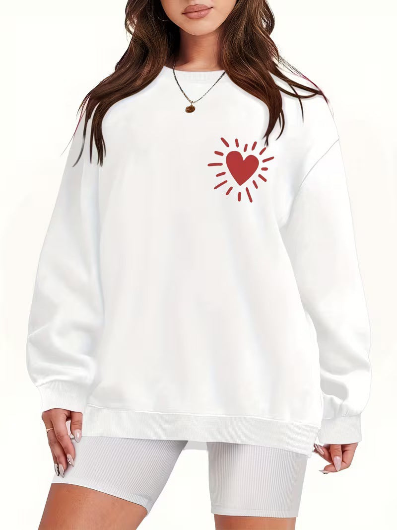 Damen Sweatshirt mit lässigem Herzmotiv und übergroßem Schnitt Drune