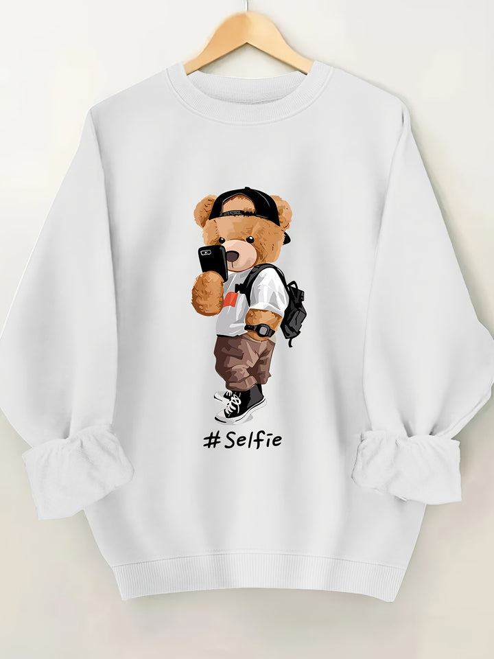 Damen Sweatshirt mit künstlerischem Bärendesign und lässigem Schnitt Drune