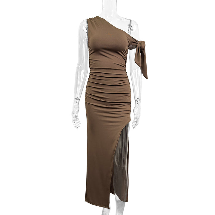Damen Elegantes Wickelkleid mit asymmetrischem Schnitt und schickem Rüschendetail Drune
