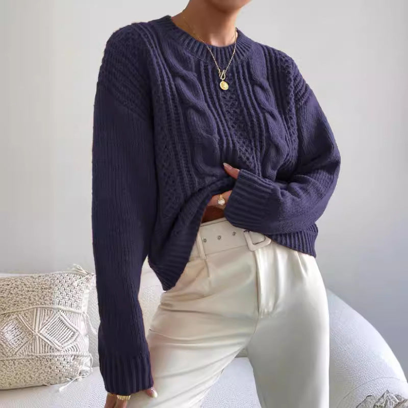 Damen Grobstrickpullover mit Zopfmuster und lässigem Schnitt Drune