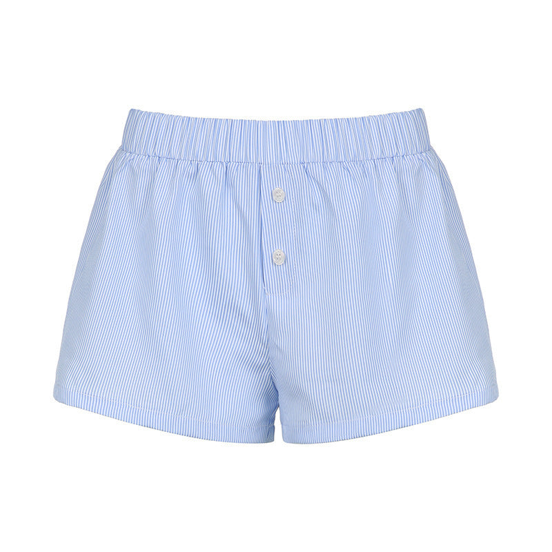 Damen bequeme Baumwollshorts mit Knopfdetails Drune