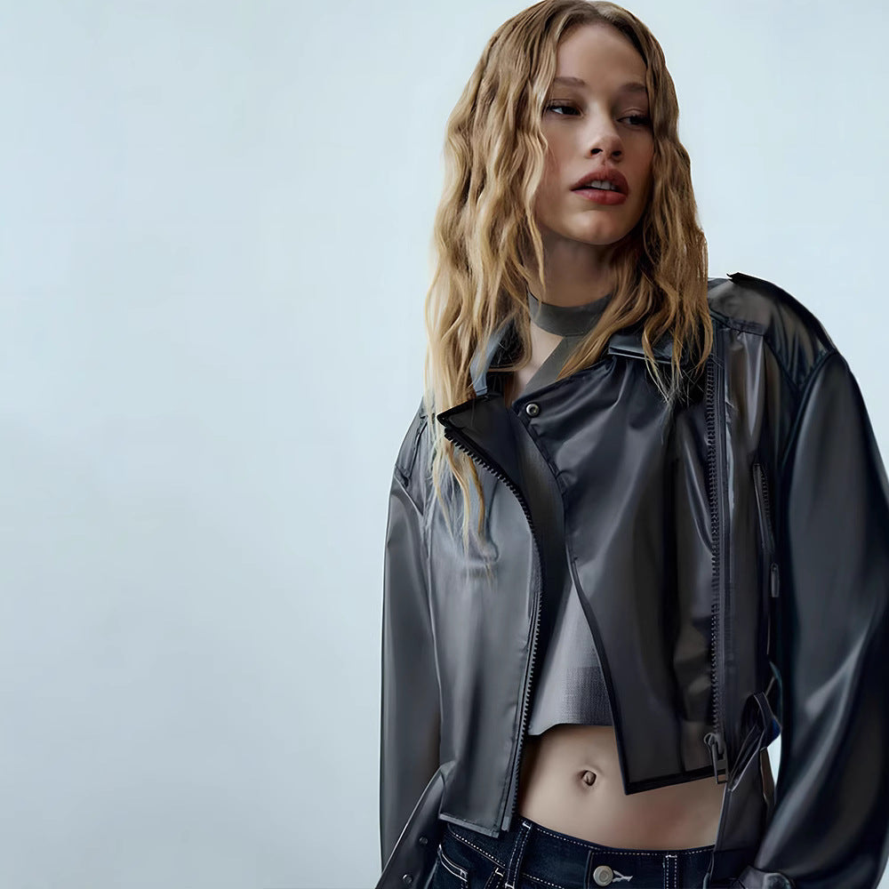 Damen trendige Jacke im edgy Biker-Stil mit asymmetrischem Reißverschluss Drune