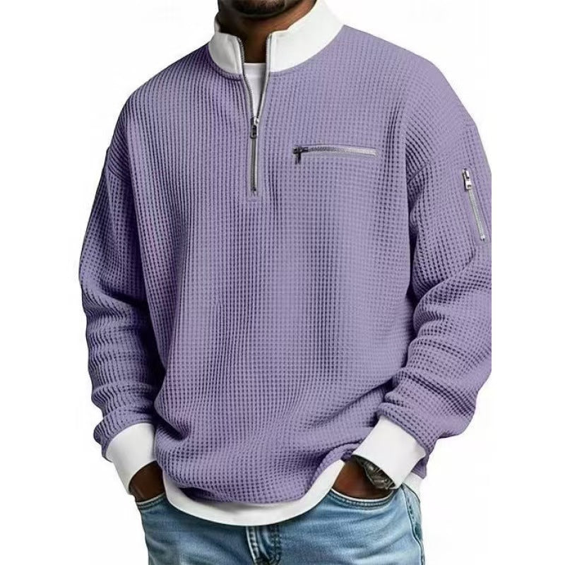Herren Sweatshirt mit hohem Kragen und praktischem Reißverschluss Drune