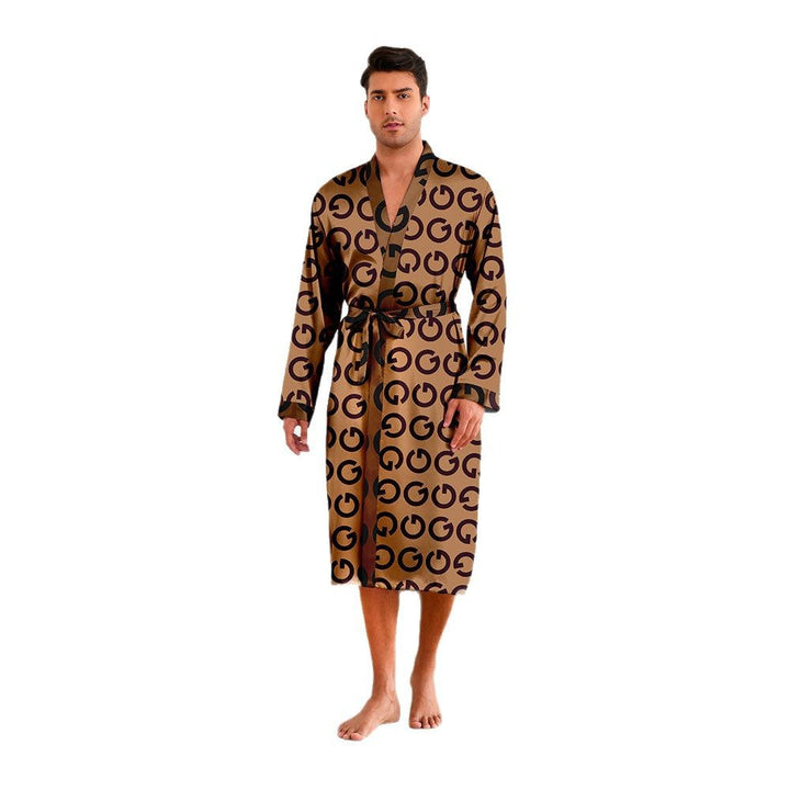 Herren Kimono-Robe mit modernem geometrischem Muster und praktischem Gürtel Drune