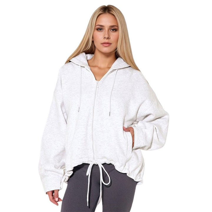 Damen Oversized Kapuzenpullover mit Kordelzug und seitlichen Taschen Drune