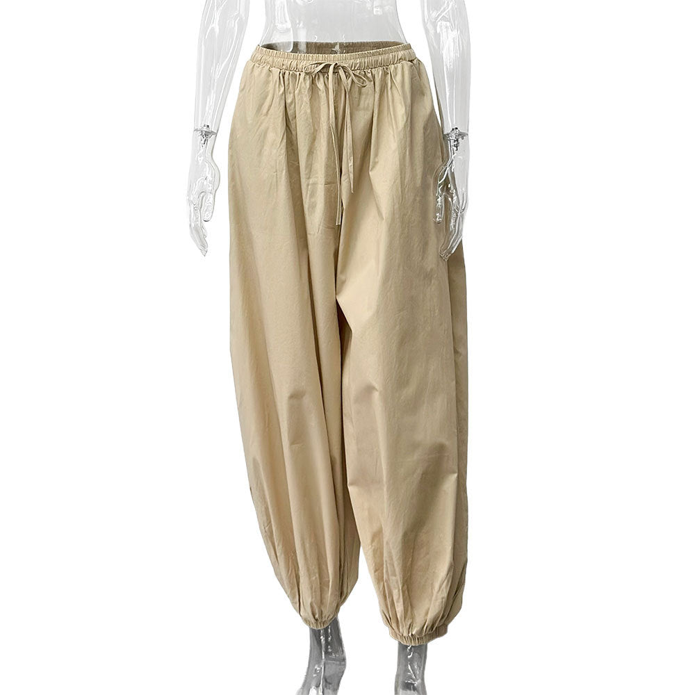 Damen Lässige Harrington-Hosen mit Kordelzug Drune