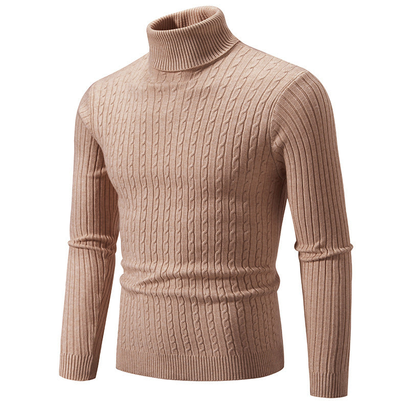 Herren Pullover mit hohem Kragen und strukturiertem Zopfmuster Drune