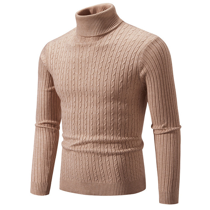 Herren Pullover mit hohem Kragen und strukturiertem Zopfmuster Drune