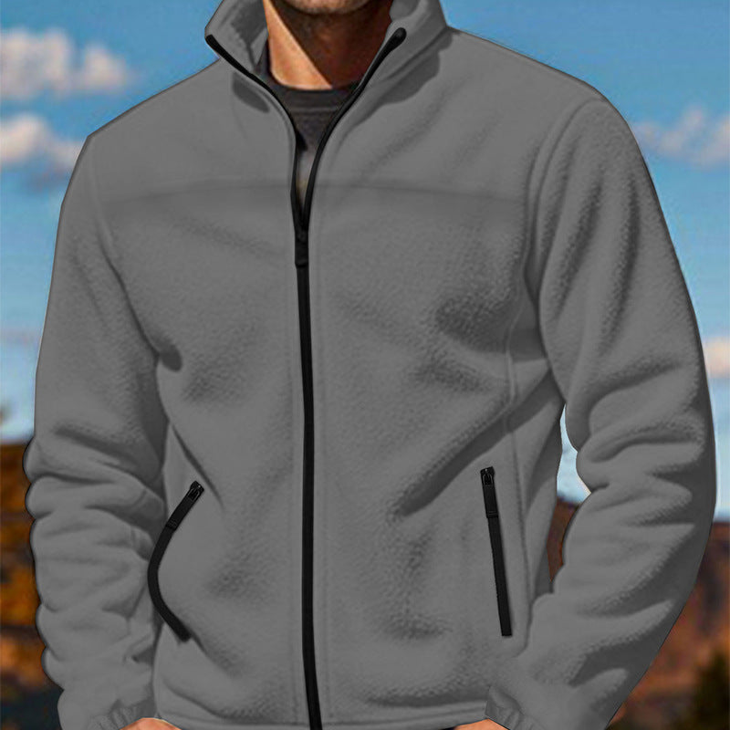 Herren Fleecejacke mit hochschließendem Kragen und Reißverschlusstaschen Drune
