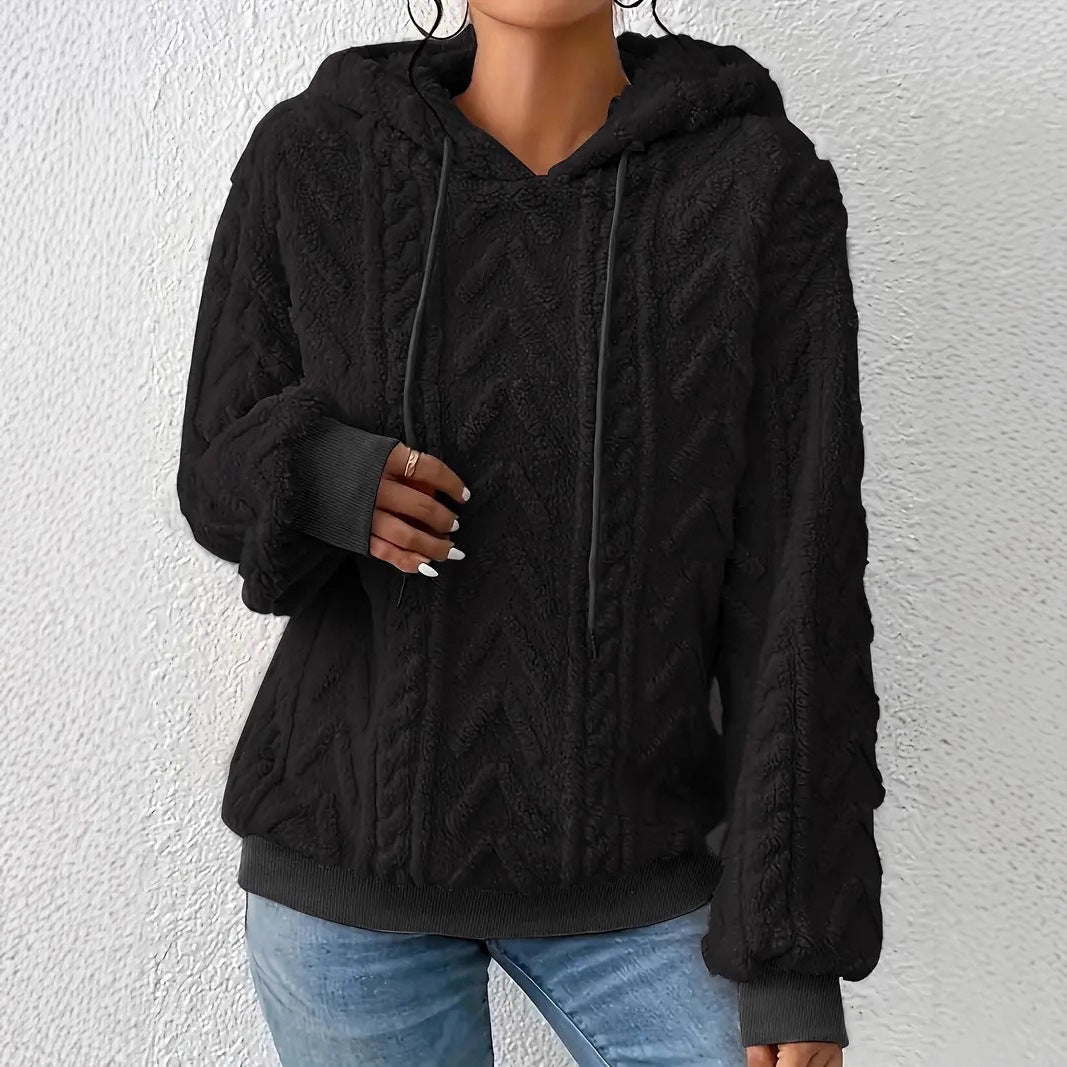 Damen Kuschel-Hoody mit Zopfstrickmuster Drune