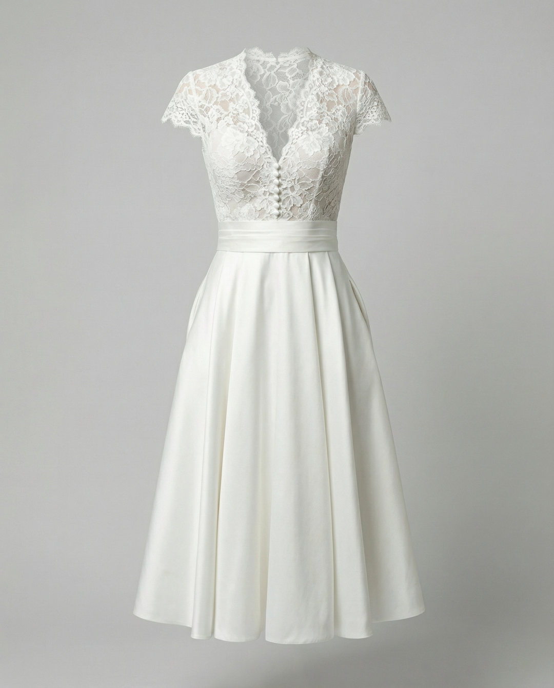 Damen Hochwertiges Hochzeitskleid mit Spitzendetails und schwingendem Rock Drune