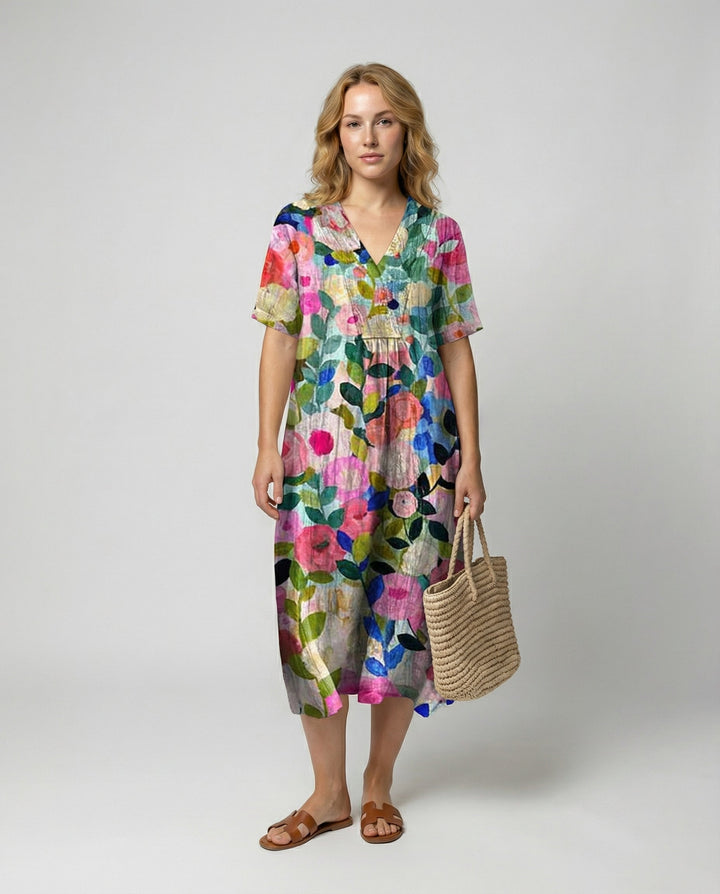 Luftiges Blumen Sommerkleid Damen | Drune