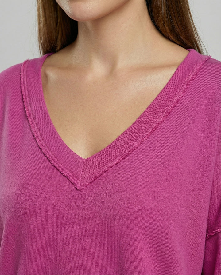 Oversized Damen V-Ausschnitt Sweatshirt | Drune