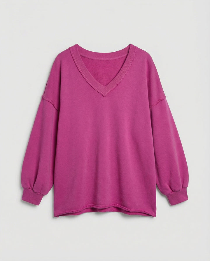 Oversized Damen V-Ausschnitt Sweatshirt | Drune