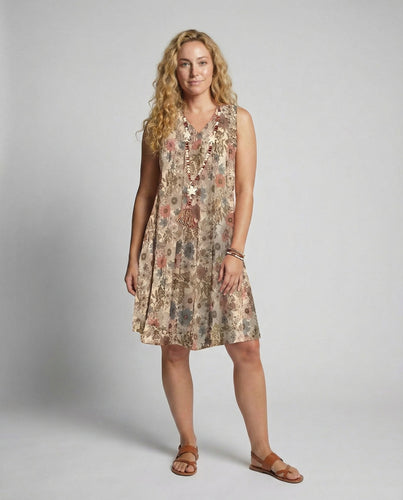 Drune | Damen Floral Mini Kleid Ohne Ärmel