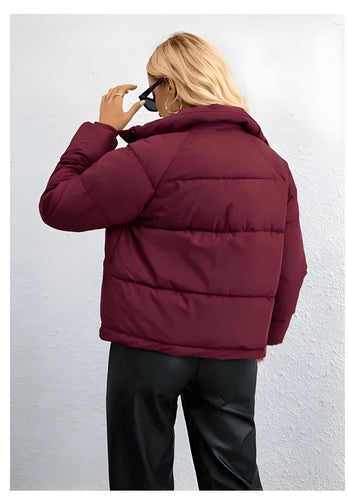 Drune | Warme Damen Pufferjacke mit Reißverschluss und Hohem Kragen