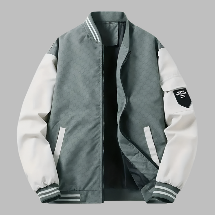Drune | Bomberjacke Relaxed Fit Glatte Textur Reißverschluss Kontrastärmel