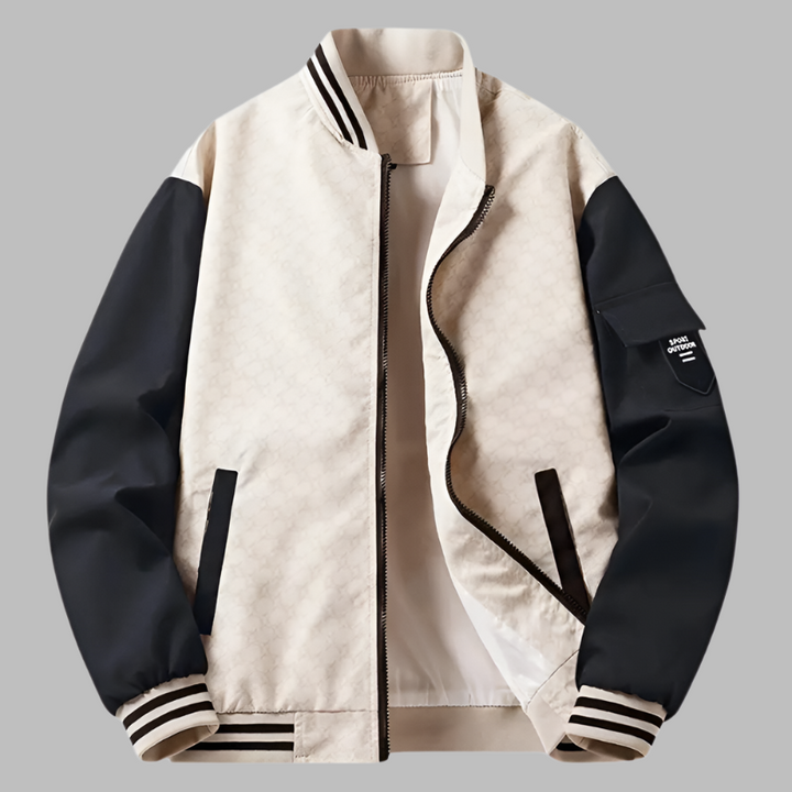 Drune | Bomberjacke Relaxed Fit Glatte Textur Reißverschluss Kontrastärmel