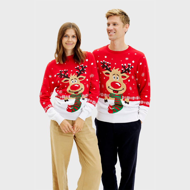 Drune | Rudolfs Weihnachtspullover Rot - Herren