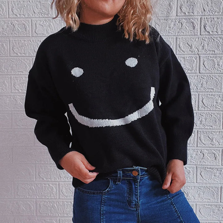 Drune |  Herbst Niedliches Smiley-Muster Langarmshirt