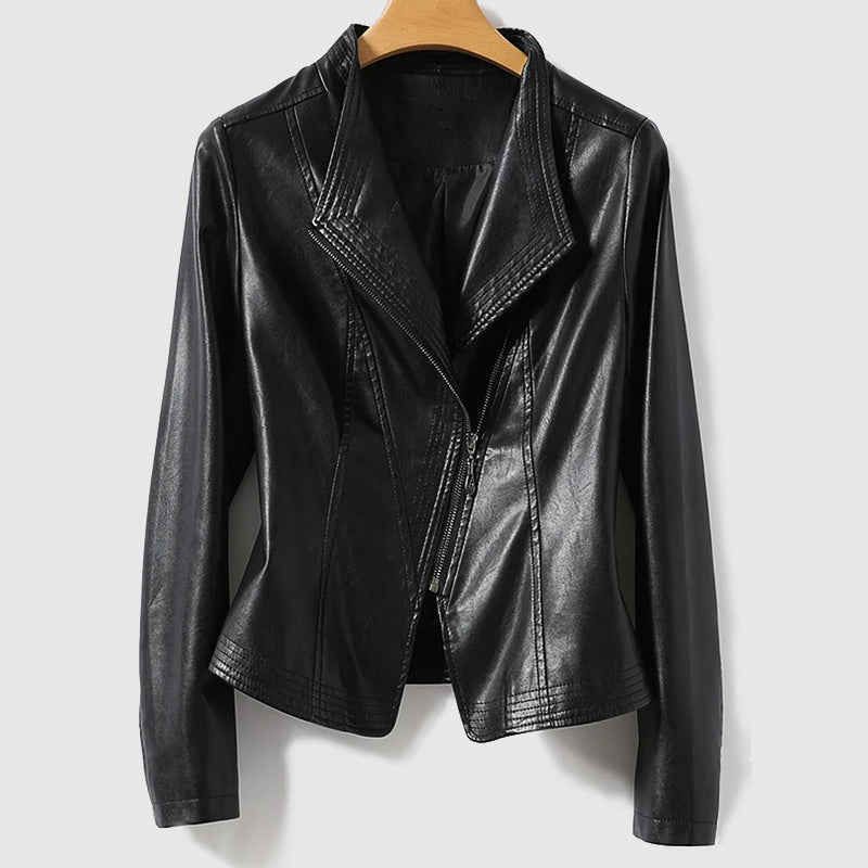 Drune | Vegane Lederjacke mit Reißverschluss für Frauen Umweltfreundliche Materialien