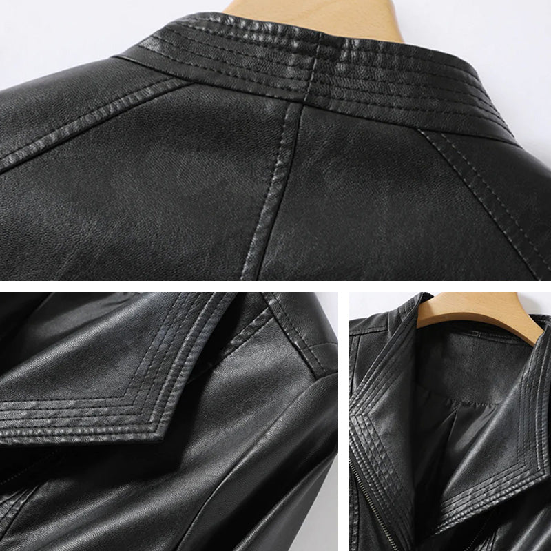 Drune | Vegane Lederjacke mit Reißverschluss für Frauen Umweltfreundliche Materialien
