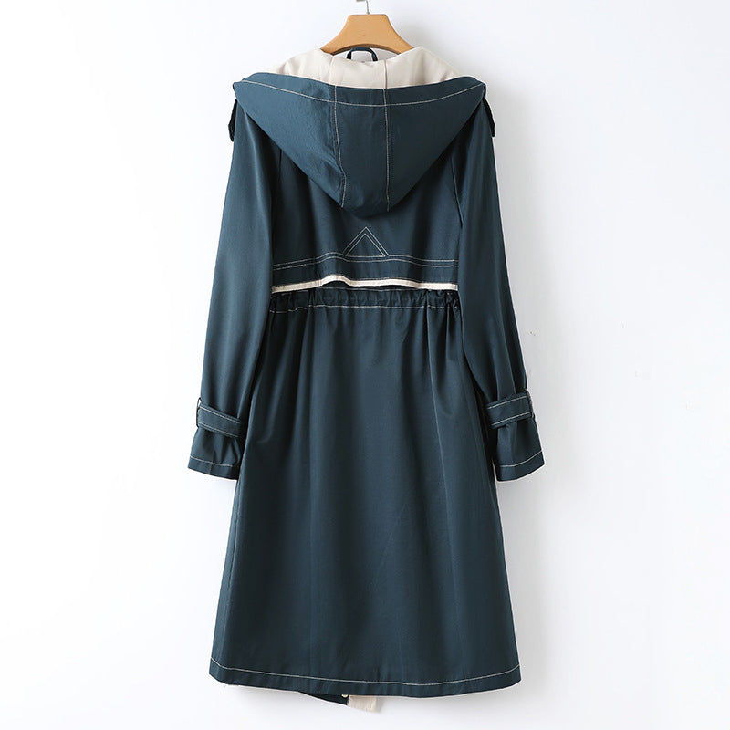 Drune | Damen Lange Kapuzen Trenchcoat Wasserdicht