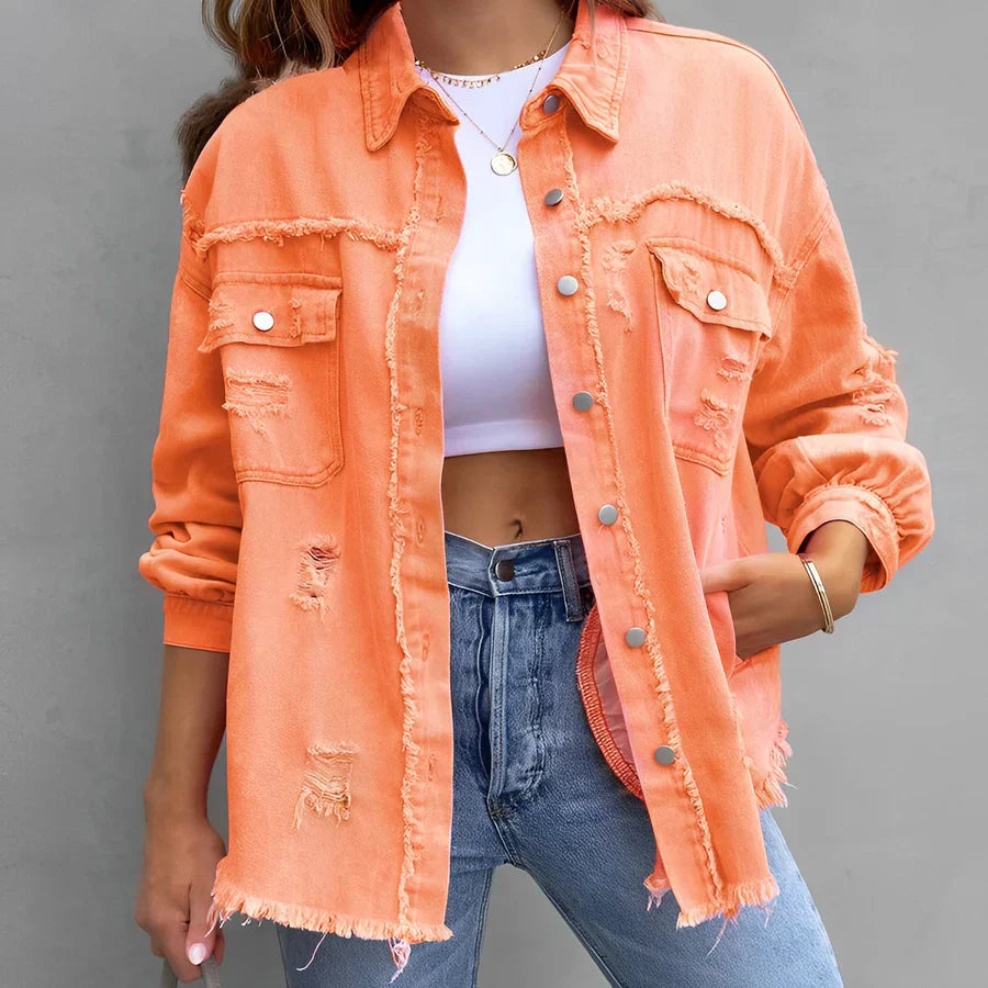 Drune | Zerrissenes Denim-Hemd mit Knopfleiste